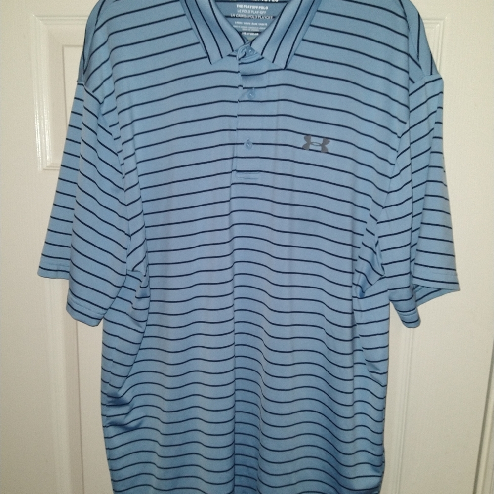 Under Armour The Playoff Polo Striped Short Sleeve Polo Shirt Men's sz XL.